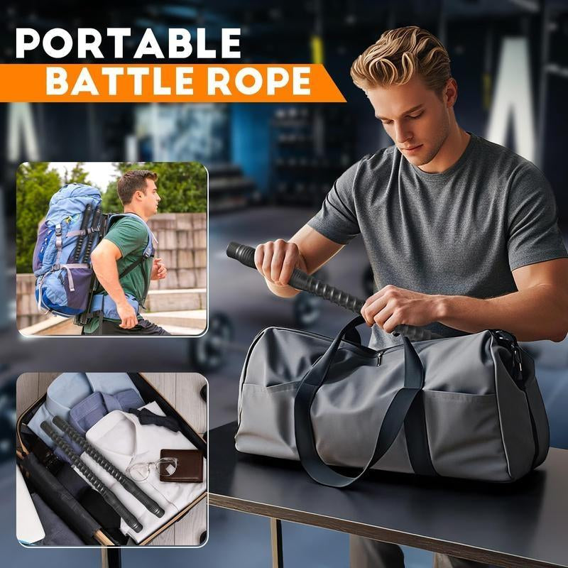 New Upgraded Ropeless Battle Rope Home Gym Equipment with Integrated Non-Slip Handles Rubber-Coated Springs for Unisex Indoor Outdoor Training HIIT Workouts Low-Impact Cardio Training