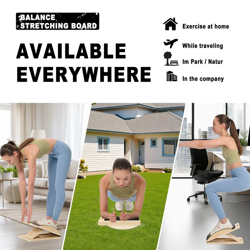HOTWAVE Slant Board Balance Board, 2-In-1, Adjustable Portable Wooden Inclined Board, 330-Pound Weight Capacity, Suitable for Leg Exercises, Squats, and Calf Stretches in Physical Therapy