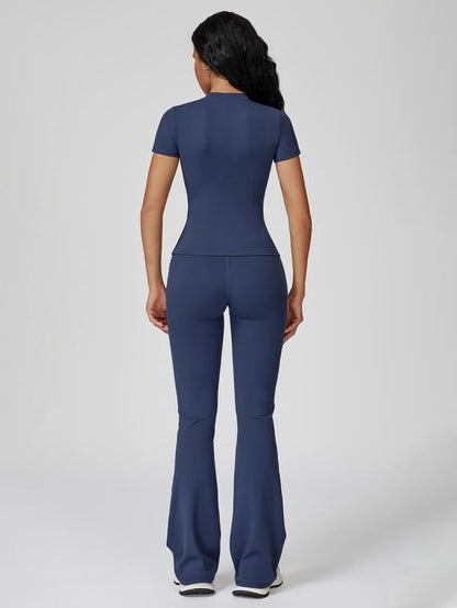 Women'S Sporty Two-Piece Set, Quick-Dry Slim Fit T-Shirt & High Waist Yoga Pants, Soft Skin-Friendly Fabric, All-Season Wear, Sports Activewear Set