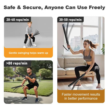 New Upgraded Ropeless Battle Rope Home Gym Equipment with Integrated Non-Slip Handles Rubber-Coated Springs for Unisex Indoor Outdoor Training HIIT Workouts Low-Impact Cardio Training