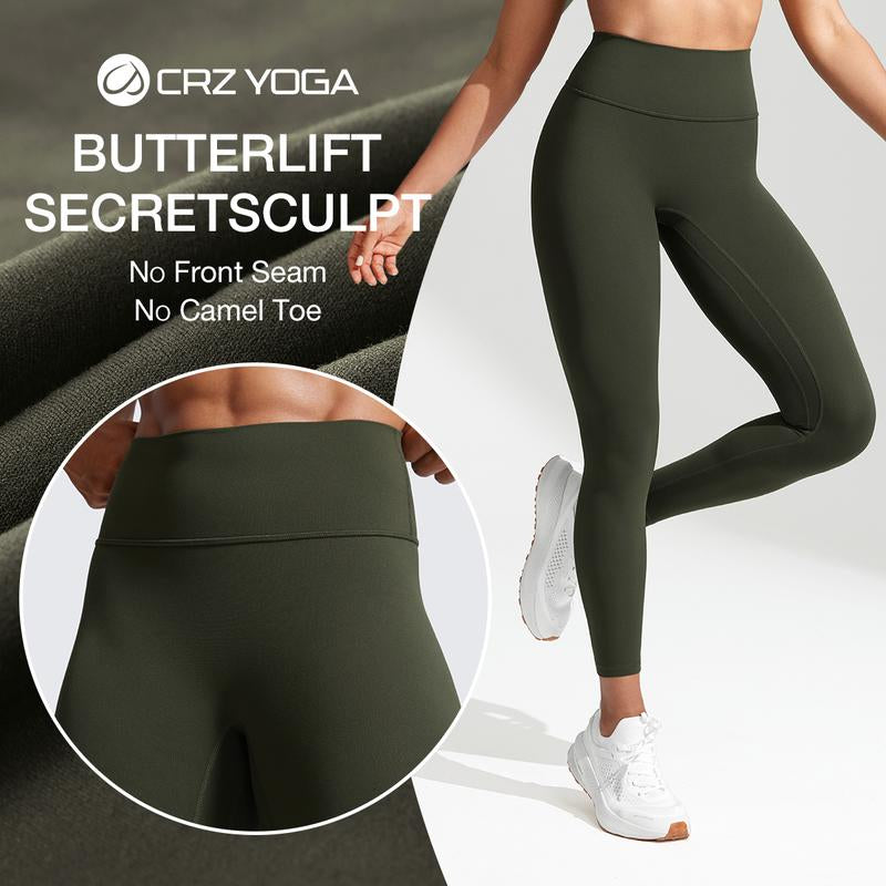 CRZ YOGA Secretsculpt Womens Butterlift Scrunch Butt Workout Leggings 25" - No Front Seam High Waisted Yoga Pants Booty