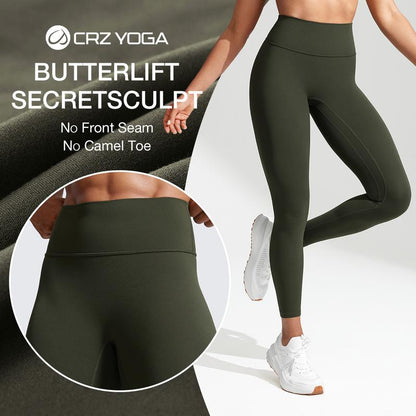 CRZ YOGA Secretsculpt Womens Butterlift Scrunch Butt Workout Leggings 25" - No Front Seam High Waisted Yoga Pants Booty
