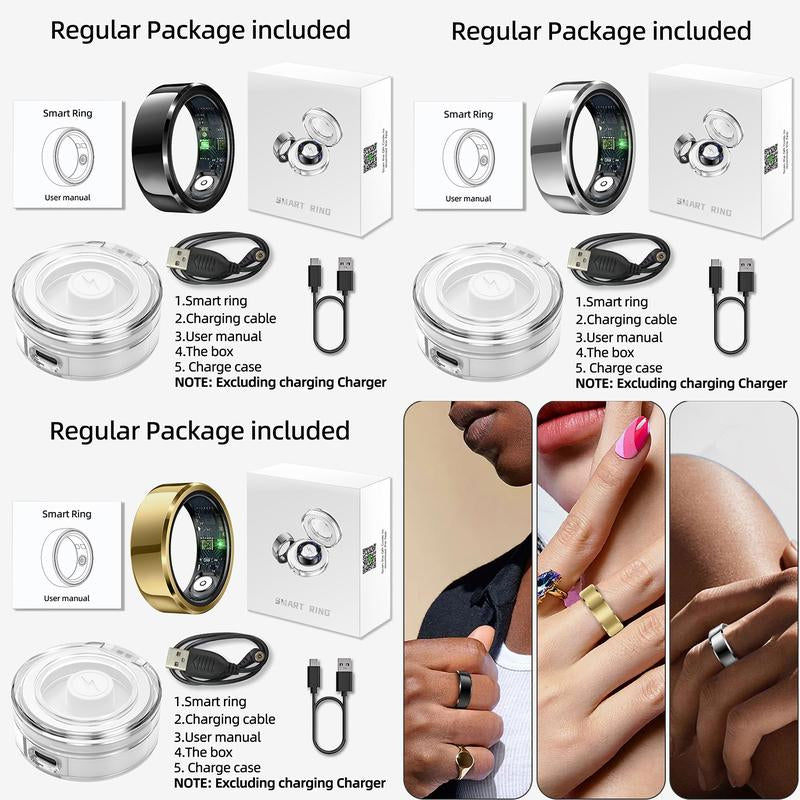 Smart Health Ring for Women Men Fitness Tracker with Heart Rate, Sleep Monitoring, Step Counting, IP68 Waterproof for Iphone and Android, No Subscription Fee
