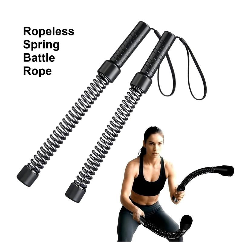 New Upgraded Ropeless Battle Rope Home Gym Equipment with Integrated Non-Slip Handles Rubber-Coated Springs for Unisex Indoor Outdoor Training HIIT Workouts Low-Impact Cardio Training
