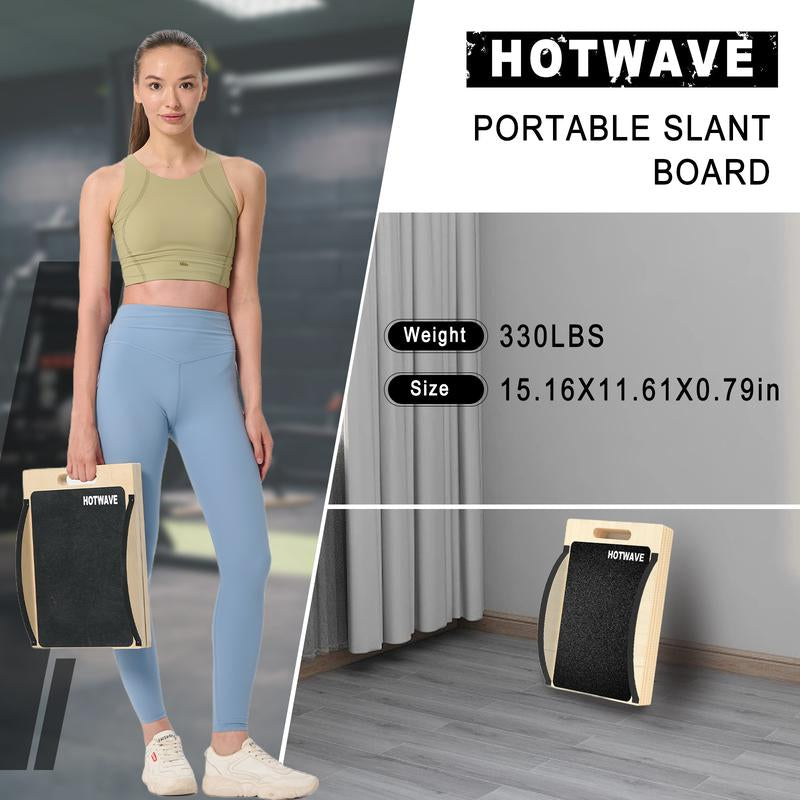 HOTWAVE Slant Board Balance Board, 2-In-1, Adjustable Portable Wooden Inclined Board, 330-Pound Weight Capacity, Suitable for Leg Exercises, Squats, and Calf Stretches in Physical Therapy